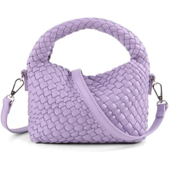 Women's Vegan Woven Crossbody Bag Small Tote with Detachable Strap - Picture 1 of 7